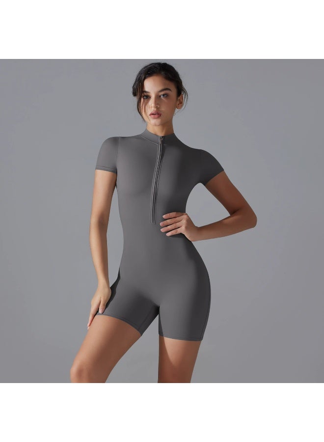 general Short-sleeved shorts yoga one-piece women's dance fitness tight sports one-piece dress - Image 1